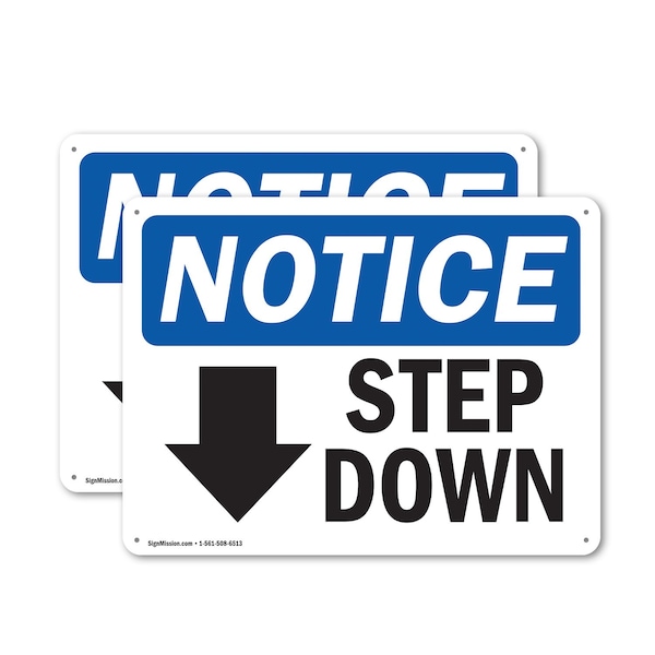 Signmission Step Down (Down Arrow), 10 in W x Rectangle, Aluminum OS-2PACK-NS-A-710-L-18457 - main
